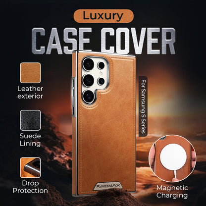 Leather Exterior and Suede Interior Luxury Case Cover for Samsung Galaxy S23-25 Series