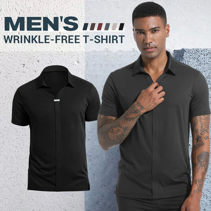👑Fliwos Men’s Breathable Casual Lapel Wrinkle-free T-shirt