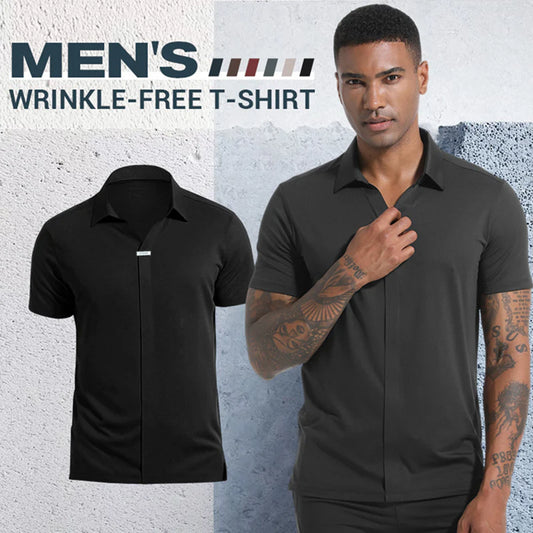 👑Fliwos Men’s Breathable Casual Lapel Wrinkle-free T-shirt