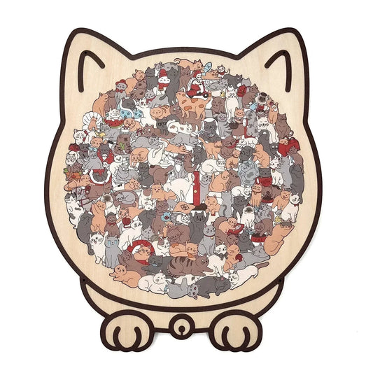🎁Christmas Sale 50% OFF🎅135-Piece Morandi-Colored Cat Shaped Wooden Jigsaw Puzzle