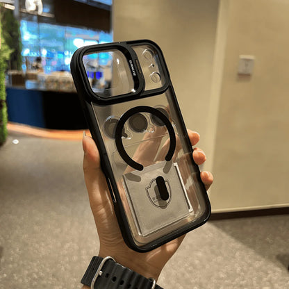 Invisible Stand Magnetic Phone Case With Lens Cover