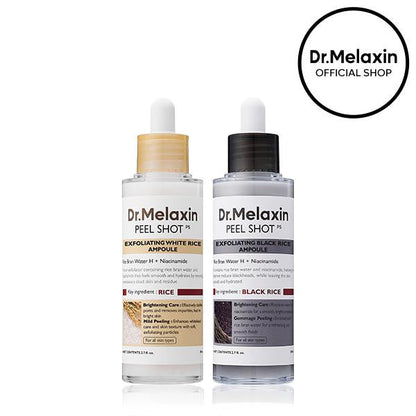 [Dr.Melaxin Offisielt] Peel Shot Glow Rice Ampoule Duo - Serum for lysnende, eksfolierende og fuktighetsgivende hud - Passer for alle hudtyper