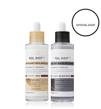 [Dr.Melaxin Official] Peel Shot Glow Rice Ampoule Duo - Serums for Brightening, Exfoliating, and Moisturizing - Suitable for All Skin Types