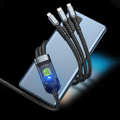 Transparante lichtgevende 3-in-1 super snel laadkabel