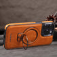Luxurious & High-end Leather Invisible MagSafe Stand Protective Shell for iPhone