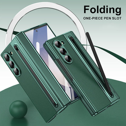 Electroplated Leather Folding Case with Pen Slot for Z Fold 3/4/5/6