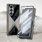 Cool ontwerp geëlektroplateerd PU lederen gesplitste beschermende schaal met 9H gehard schermbeschermer voor Samsung Galaxy Z FOLD6/5/4/3