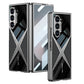 Cool ontwerp geëlektroplateerd PU lederen gesplitste beschermende schaal met 9H gehard schermbeschermer voor Samsung Galaxy Z FOLD6/5/4/3