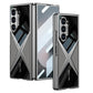 Cool ontwerp geëlektroplateerd PU lederen gesplitste beschermende schaal met 9H gehard schermbeschermer voor Samsung Galaxy Z FOLD6/5/4/3