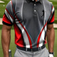 🔥Men's Abstract Geometric Line Art Print Casual Business Polo Shirt