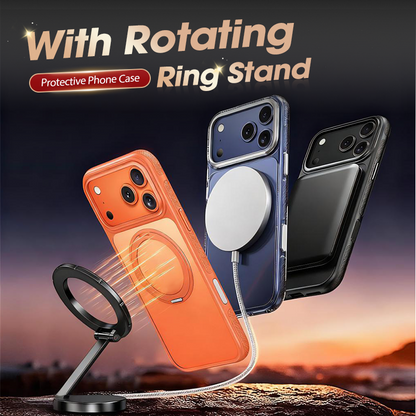 Protective Phone Case With Magnetic Rotating Ring Stand
