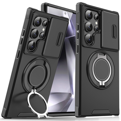 Orange and pink are sold out! 🥳 2026 Hot Seller 🥳💞 Over 50,000 units sold! 🎬🔥 50% off! Samsung 3-in-1 Magnetic Phone Case – Plug and play stand + camera bump protection + all-around protection. Your all-around everyday shield. 🛡️🧲