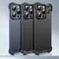 Specialformad metallhörnpad Anti-Fall-telefonfodral för iPhone (gratis linsfilm)