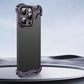 Specialformad metallhörnpad Anti-Fall-telefonfodral för iPhone (gratis linsfilm)
